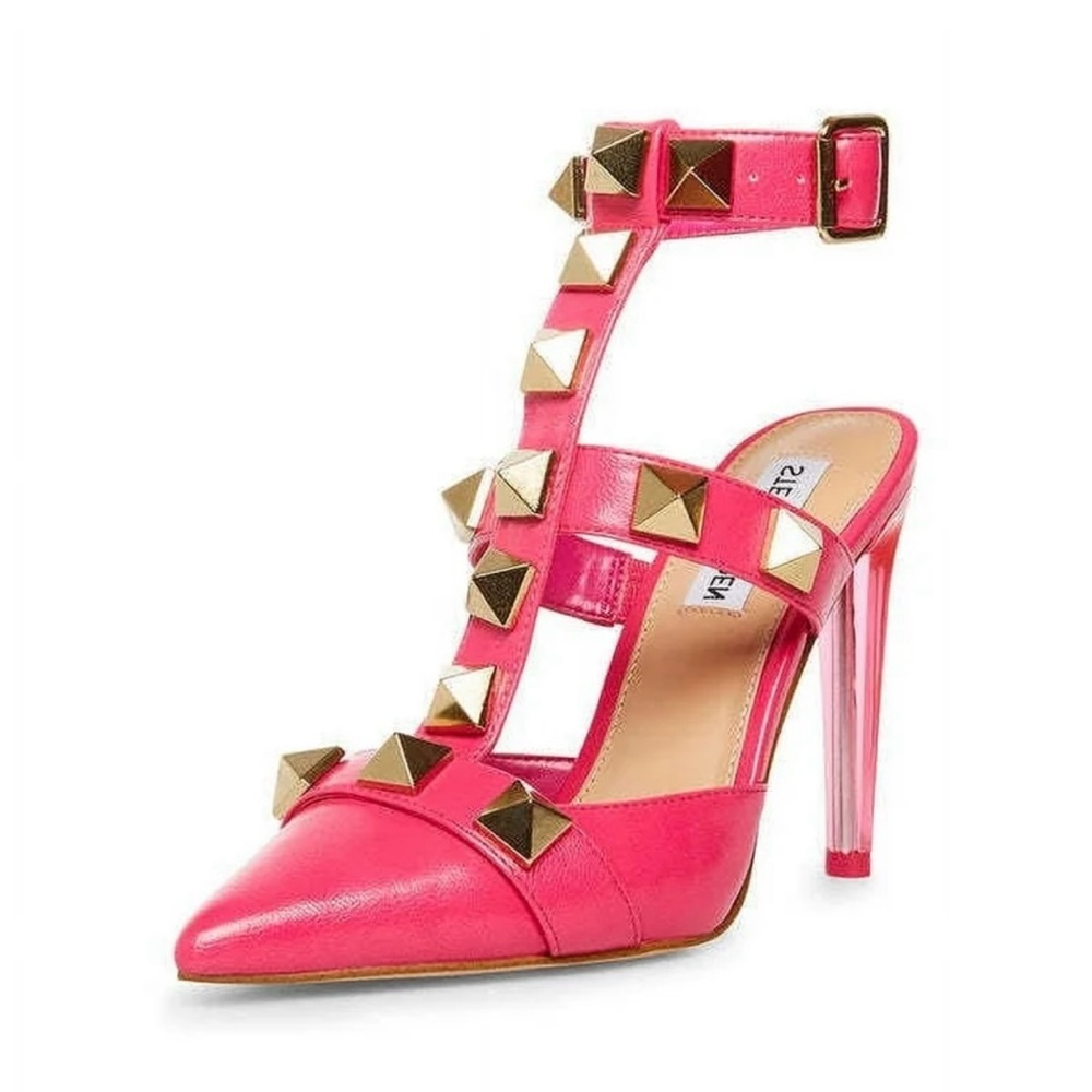 Steve Madden Audra pointed shoe closed toe hot pink ankle strap Sz. 8